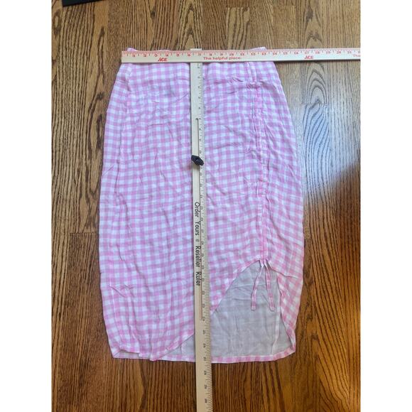 Revolve VDM The Label Jemma Crop Top/Stassie Ruched Skirt Pink Gingham  Sz Sm - Picture 9 of 12